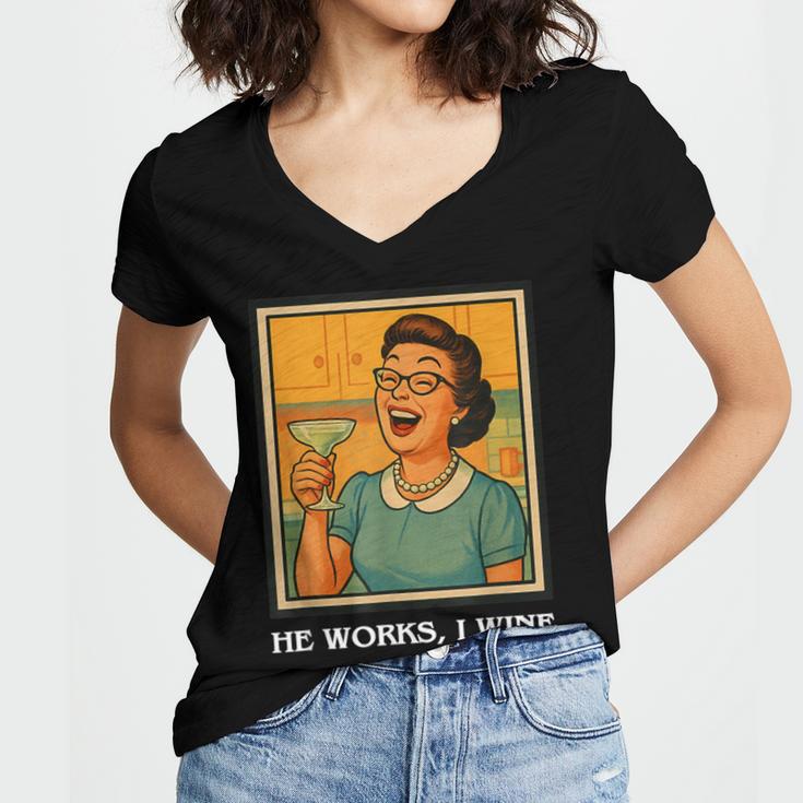I Wine Housewife Retro Nostalgia Classic 1950s Vintage Humor Women's Jersey Short Sleeve Deep V-Neck Tshirt I Wine Housewife Retro Nostalgia Classic 1950s Vintage Humor Women's Jersey Short Sleeve Deep V-Neck Tshirt
