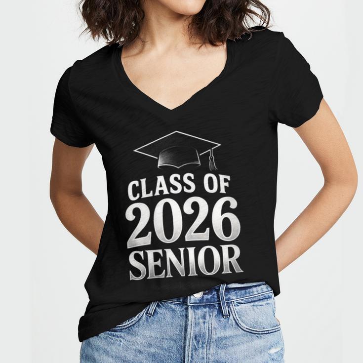 Women's Class Of 2026 Senior Graduation School College Women's Jersey Short Sleeve Deep V-Neck Tshirt