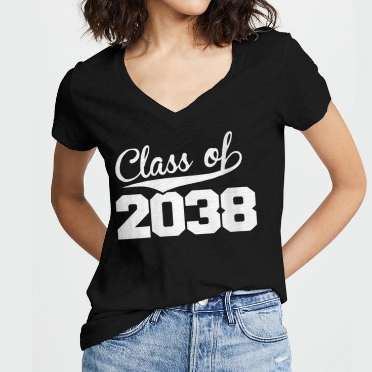 Women's Class Of 2038 Kid Adult Future Year Kindergarten Graduation Women's Jersey Short Sleeve Deep V-Neck Tshirt