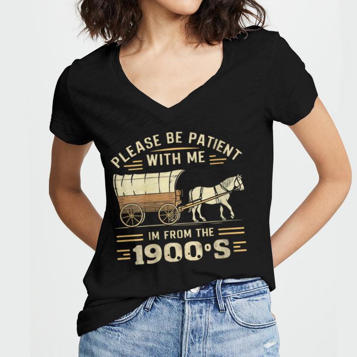 Women's Please Be Patient With Me I'm From The 1900s Vintage Women's Jersey Short Sleeve Deep V-Neck Tshirt