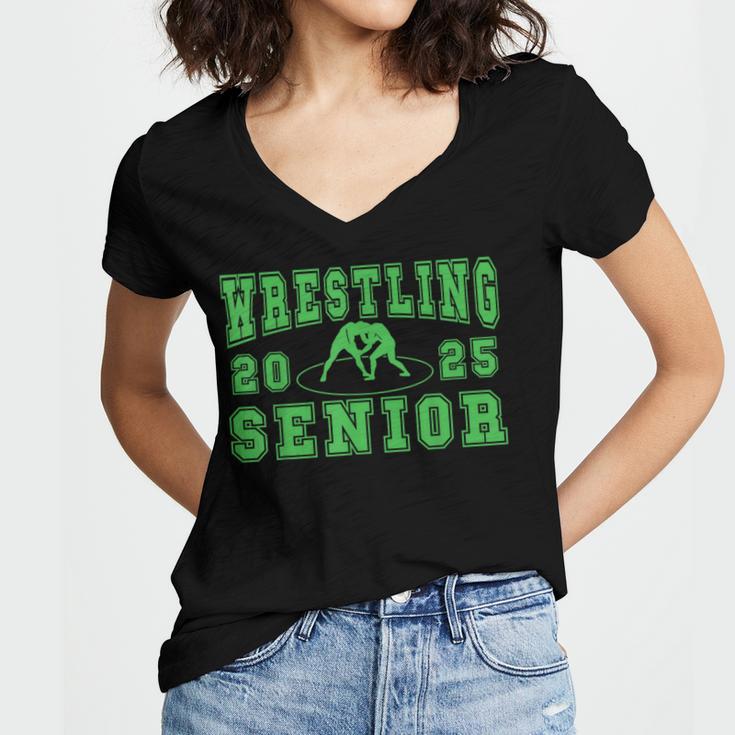 Wrestling Senior Night Wrestling Senior 2025 Graduation 32 Women's Jersey Short Sleeve Deep V-Neck Tshirt