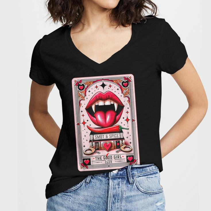 Yes Sir The Good-Girl The Good-Girl Tarot Card Smut Book Women's Jersey Short Sleeve Deep V-Neck Tshirt