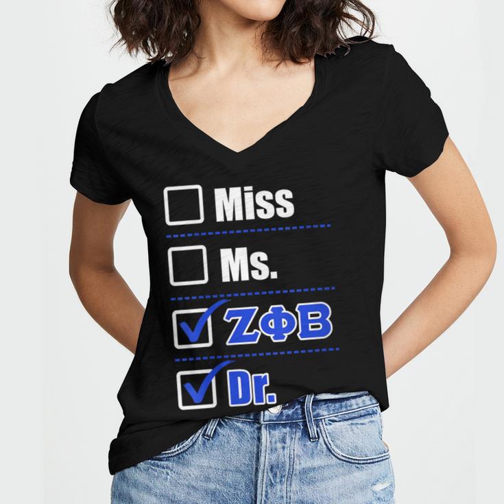 Zeta Phi Beta Doctor Graduation Zeta Phi Beta HBCU Doctor Women's Jersey Short Sleeve Deep V-Neck Tshirt
