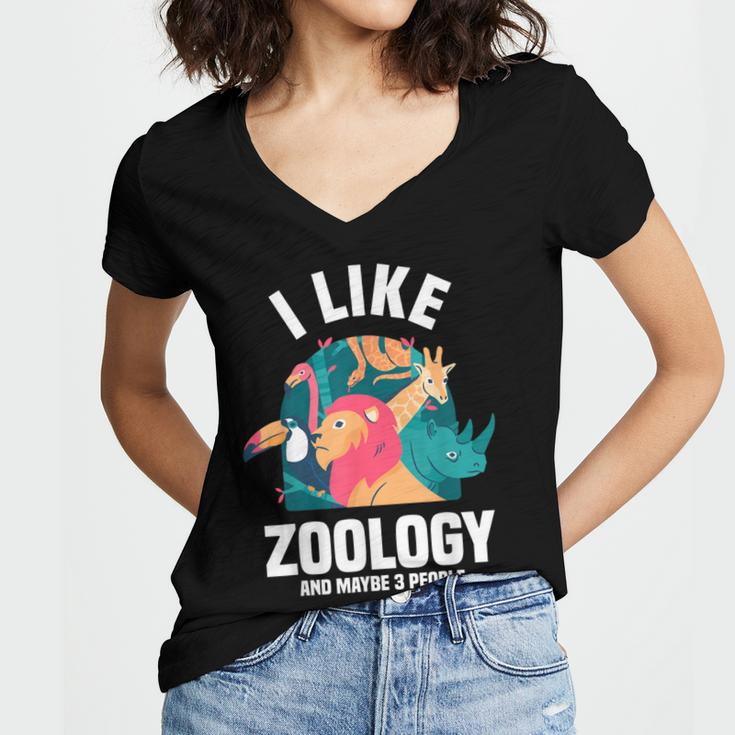 Zoologist Scientist Wildlife Biologist Zoology Introverted Women's Jersey Short Sleeve Deep V-Neck Tshirt