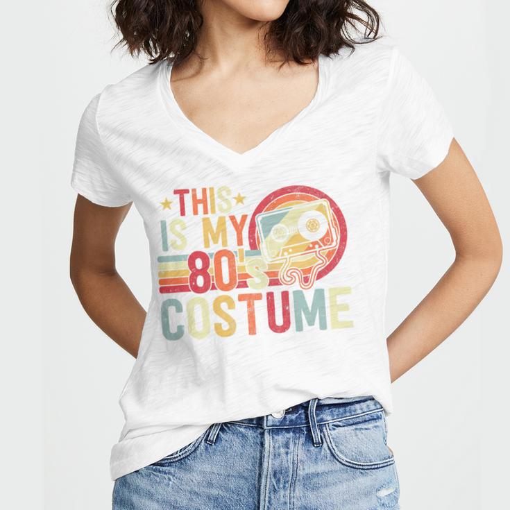 This Is My 80s Costume Vintage Style Nostalgia 1980s Retro Premium Tri-Blend Women's Jersey Short Sleeve Deep V-Neck Tshirt