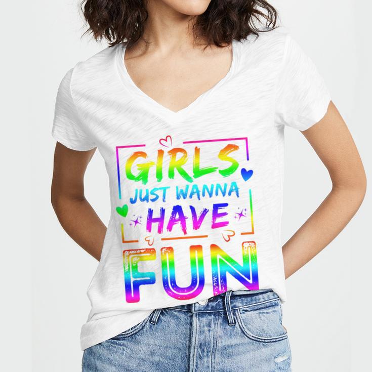 80's Girls Just Wanna Have Fun Nostalgia 1980s Style Premium Tri-Blend Women's Jersey Short Sleeve Deep V-Neck Tshirt 80's Girls Just Wanna Have Fun Nostalgia 1980s Style Premium Tri-Blend Women's Jersey Short Sleeve Deep V-Neck Tshirt