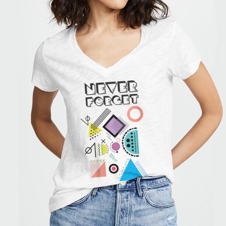 80s Nostalgia Never Forget Women's Jersey Short Sleeve Deep V-Neck Tshirt