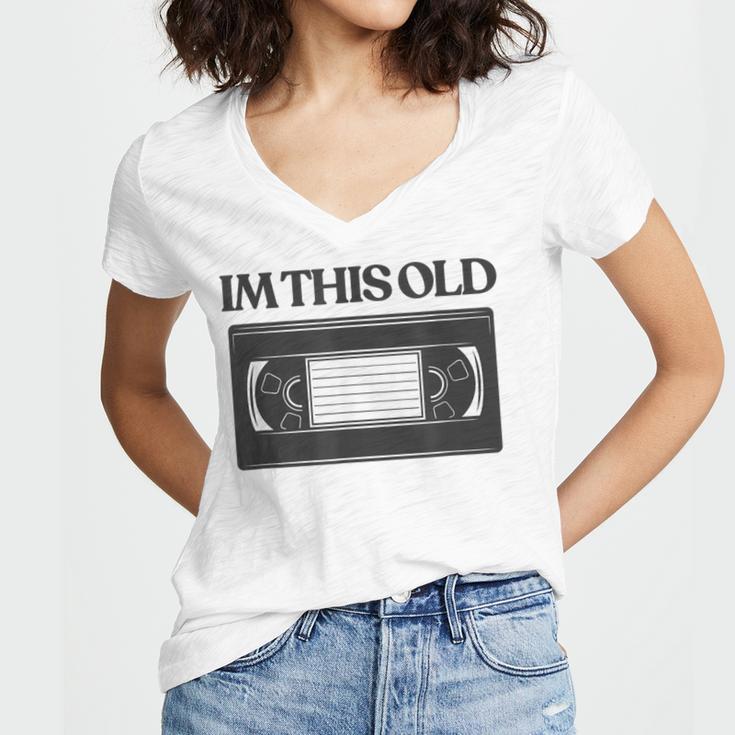 80s VHS Video Cassette Nostalgia Women's Jersey Short Sleeve Deep V-Neck Tshirt 80s VHS Video Cassette Nostalgia Women's Jersey Short Sleeve Deep V-Neck Tshirt