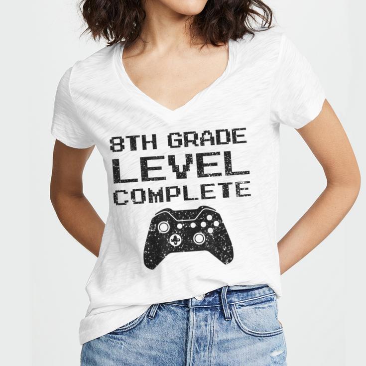 8th Grade Level CompleteShirt Graduation Women's Jersey Short Sleeve Deep V-Neck Tshirt