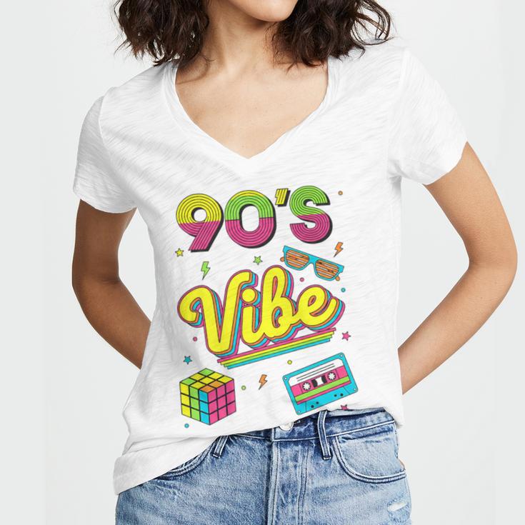 90s Nostalgia Retro Apparel 90'S Vibe Retro Premium Tri-Blend Women's Jersey Short Sleeve Deep V-Neck Tshirt