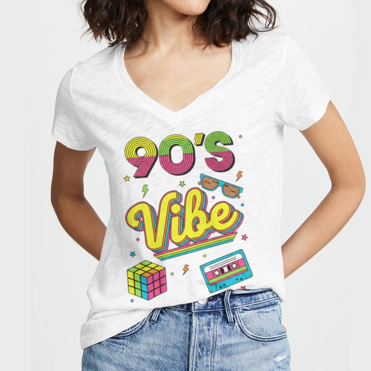 90s Nostalgia Retro Apparel 90'S Vibe Retro Women's Jersey Short Sleeve Deep V-Neck Tshirt 90s Nostalgia Retro Apparel 90'S Vibe Retro Women's Jersey Short Sleeve Deep V-Neck Tshirt