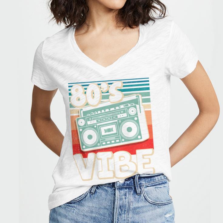 90's Vibe Vintage Style Cassette Tape Nostalgia 1990s Party Premium Tri-Blend Women's Jersey Short Sleeve Deep V-Neck Tshirt