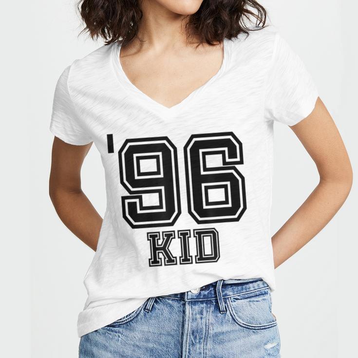 '96 Kid Perfect Vintage Retro Nostalgia Gear For Year 1996 Women's Jersey Short Sleeve Deep V-Neck Tshirt '96 Kid Perfect Vintage Retro Nostalgia Gear For Year 1996 Women's Jersey Short Sleeve Deep V-Neck Tshirt