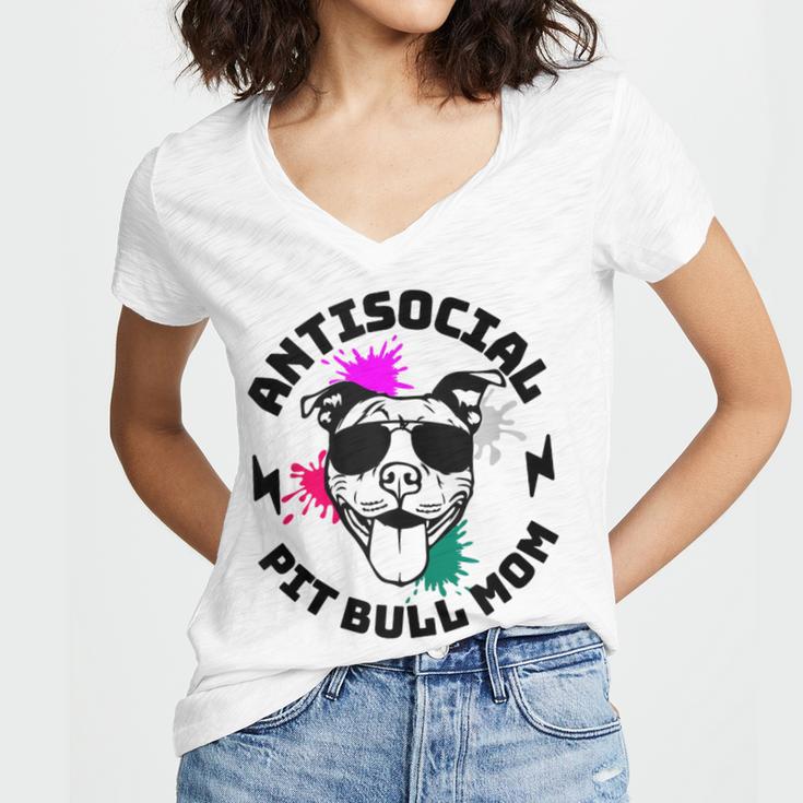 Antisocial Pit Bull Mom Pittie Introvert Dog Lover Pit Bull Women's Jersey Short Sleeve Deep V-Neck Tshirt Antisocial Pit Bull Mom Pittie Introvert Dog Lover Pit Bull Women's Jersey Short Sleeve Deep V-Neck Tshirt