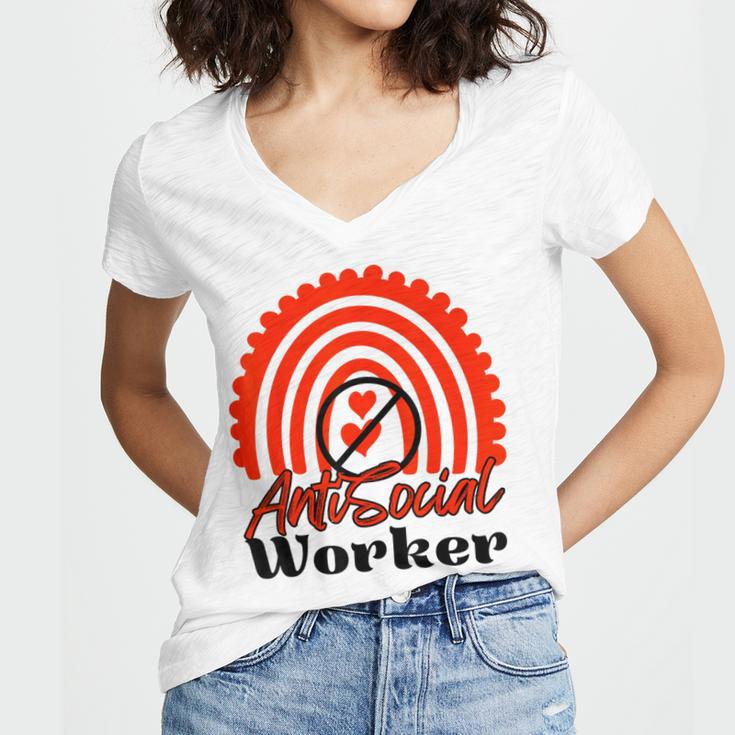 AntiSocial Worker Anti-Social Social Worker Introvert Women's Jersey Short Sleeve Deep V-Neck Tshirt AntiSocial Worker Anti-Social Social Worker Introvert Women's Jersey Short Sleeve Deep V-Neck Tshirt