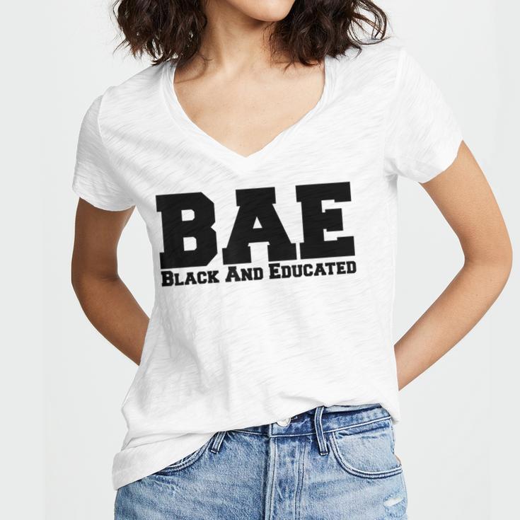 BAE And Educated Black History Month Graduation Women's Jersey Short Sleeve Deep V-Neck Tshirt