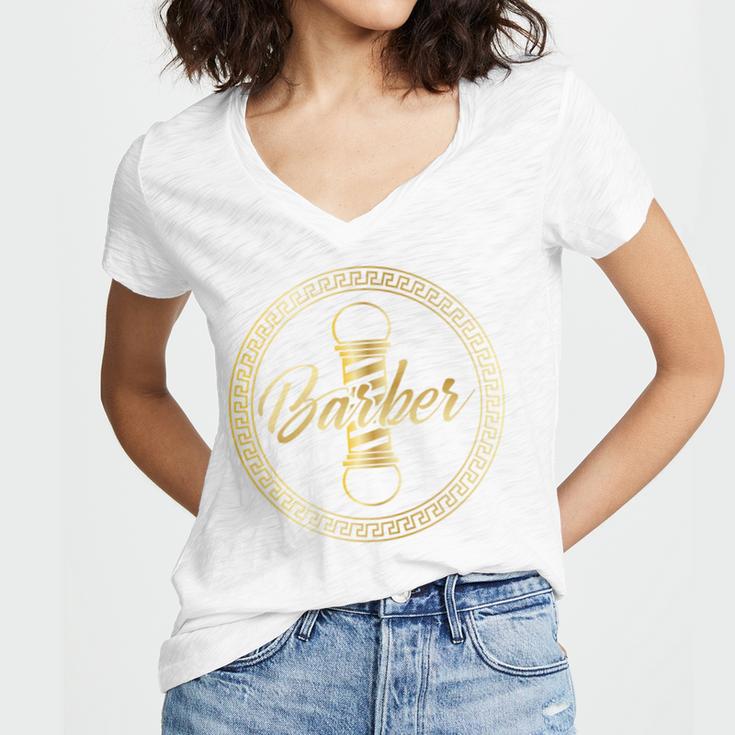 Barbershop Apparel Barber School Graduation Women's Jersey Short Sleeve Deep V-Neck Tshirt