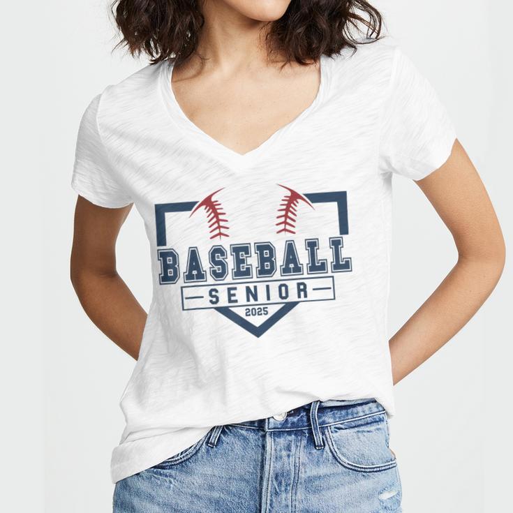 Baseball Senior Night Baseball Senior 2025 Graduation 50 Women's Jersey Short Sleeve Deep V-Neck Tshirt