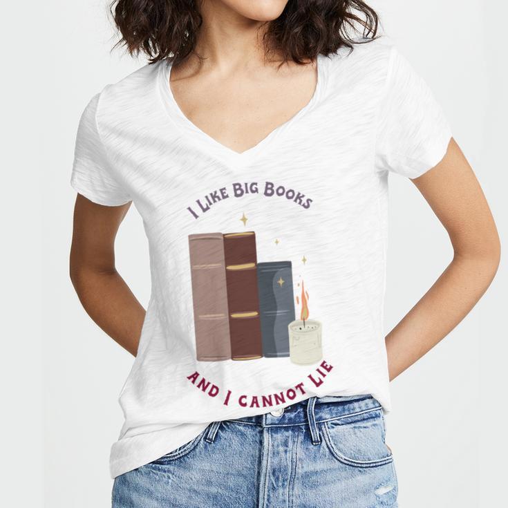 I Like Big Books Bookworm Tee Women's Jersey Short Sleeve Deep V-Neck Tshirt