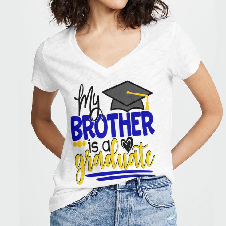 My Brother Is A Graduate Shirt Matching Family Graduation Women's Jersey Short Sleeve Deep V-Neck Tshirt