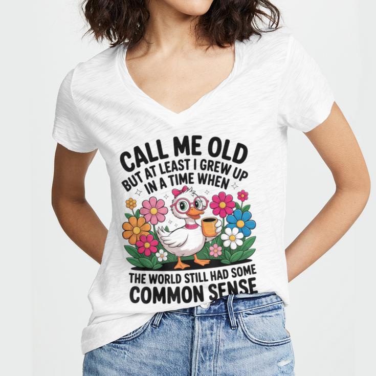 Call Me Old Seniors Nostalgia Retro Humor Casual Women's Jersey Short Sleeve Deep V-Neck Tshirt