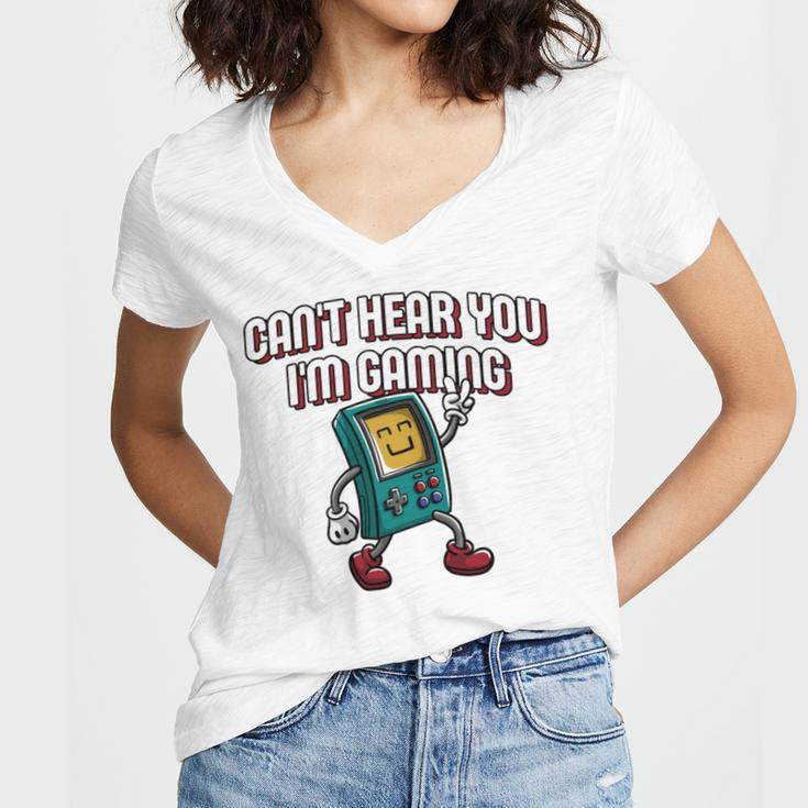 Cant Hear You Im Gaming Introvert Gamer Antisocial Women's Jersey Short Sleeve Deep V-Neck Tshirt Cant Hear You Im Gaming Introvert Gamer Antisocial Women's Jersey Short Sleeve Deep V-Neck Tshirt
