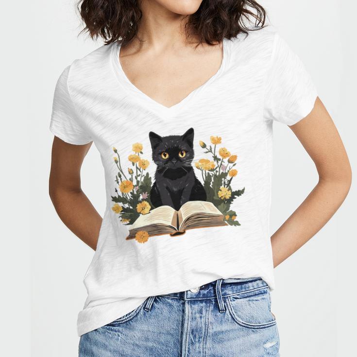 Cat Shirts For Women Book Lover Shirt Cute Cat And Book Premium Tri-Blend Women's Jersey Short Sleeve Deep V-Neck Tshirt Cat Shirts For Women Book Lover Shirt Cute Cat And Book Premium Tri-Blend Women's Jersey Short Sleeve Deep V-Neck Tshirt