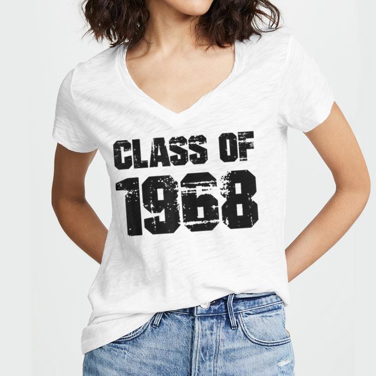 Class Of 1968 High School College Graduation Reunion Women's Jersey Short Sleeve Deep V-Neck Tshirt