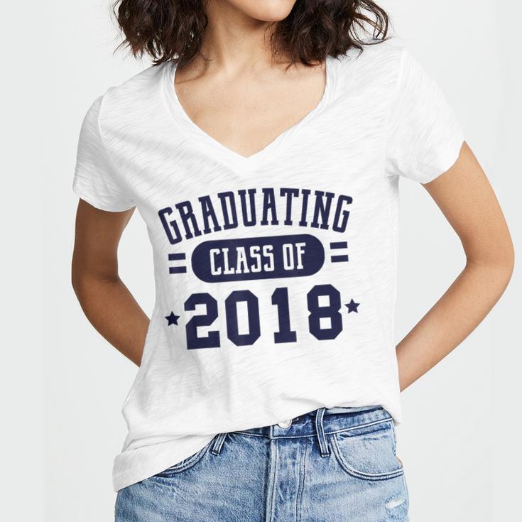 Class Of 2018 Shirts For Seniors Graduation Women's Jersey Short Sleeve Deep V-Neck Tshirt