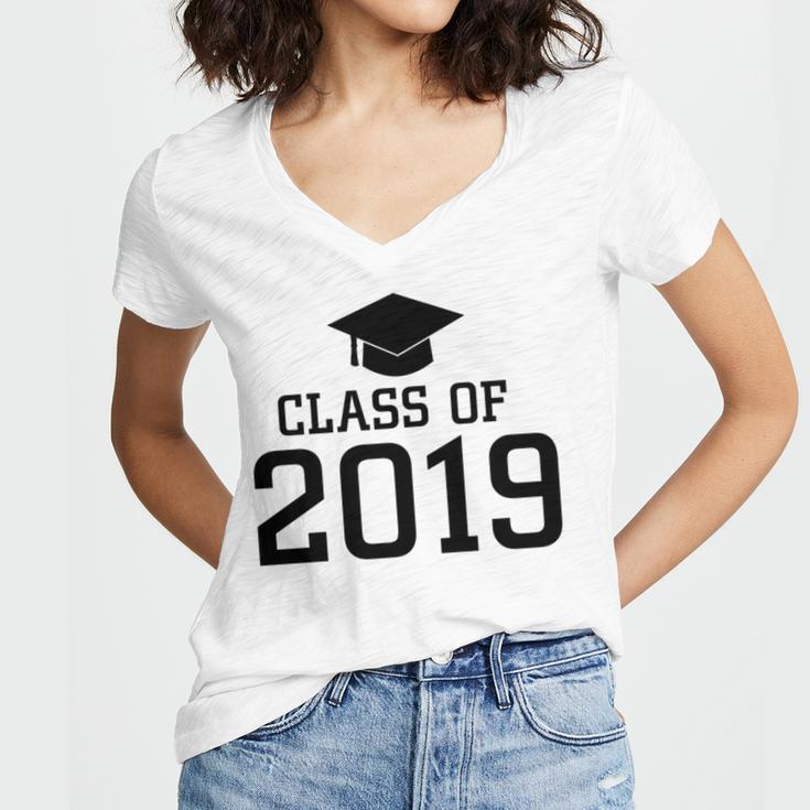 Class Of 2019 Shirt Graduation Gift Women's Jersey Short Sleeve Deep V-Neck Tshirt