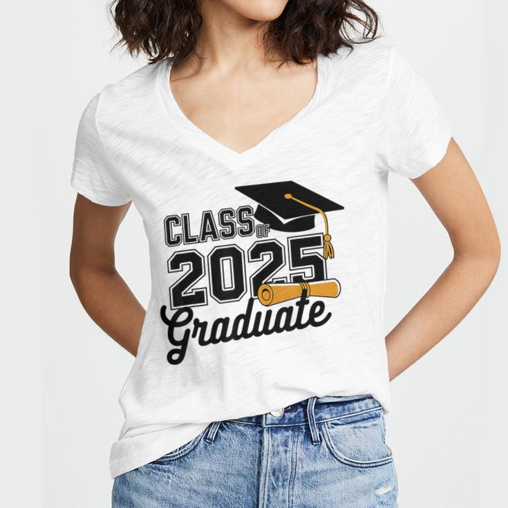 Class Of 2025 Graduate 2025 Graduation Senior 2025 Women's Jersey Short Sleeve Deep V-Neck Tshirt