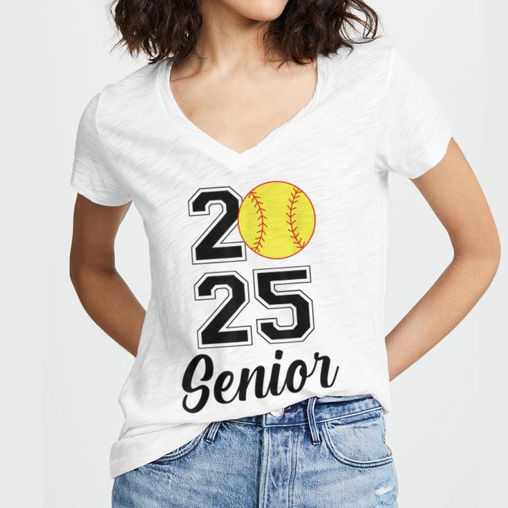 Class Of 2025 Softball Senior Graduation Graduate Women Women's Jersey Short Sleeve Deep V-Neck Tshirt