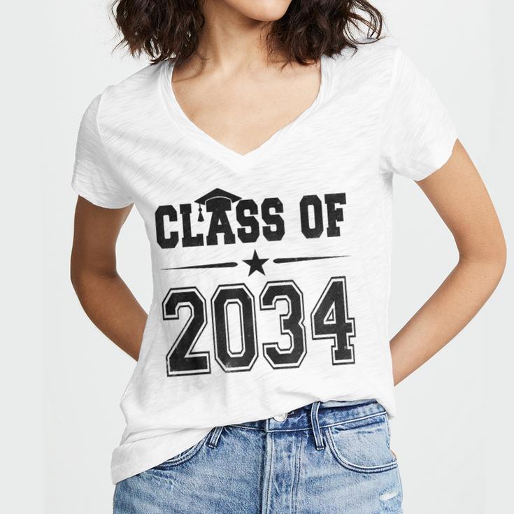 Class Of 2034 Shirt Graduation Women's Jersey Short Sleeve Deep V-Neck Tshirt