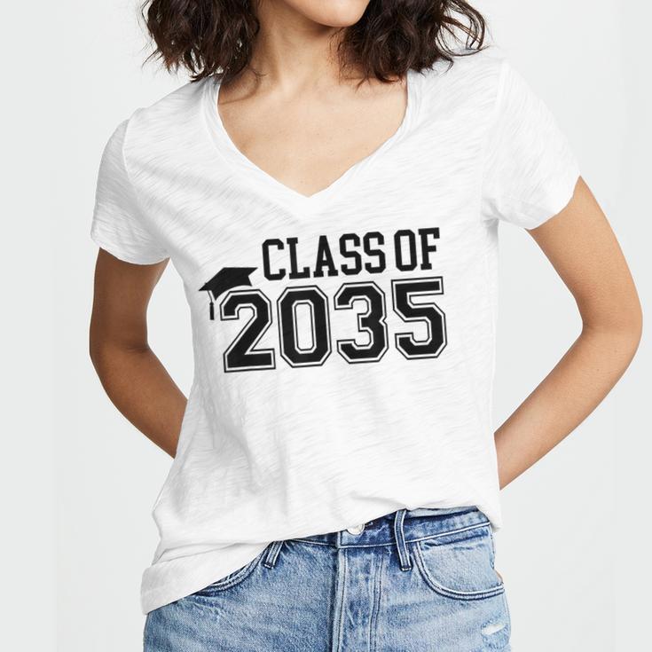 Class Of 2035 First Day Of School Graduation Women's Jersey Short Sleeve Deep V-Neck Tshirt