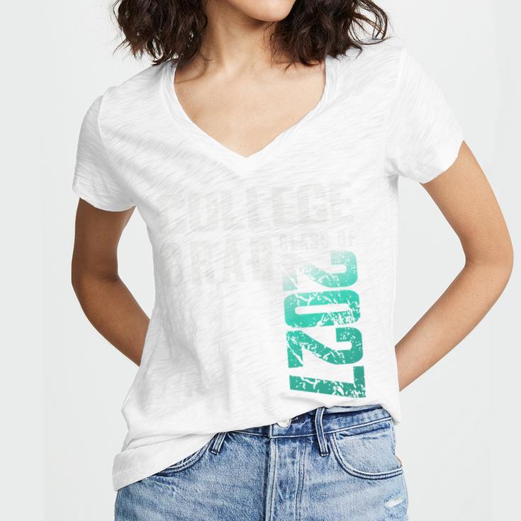 College Grad Class Of 2027 Graduation Women's Jersey Short Sleeve Deep V-Neck Tshirt