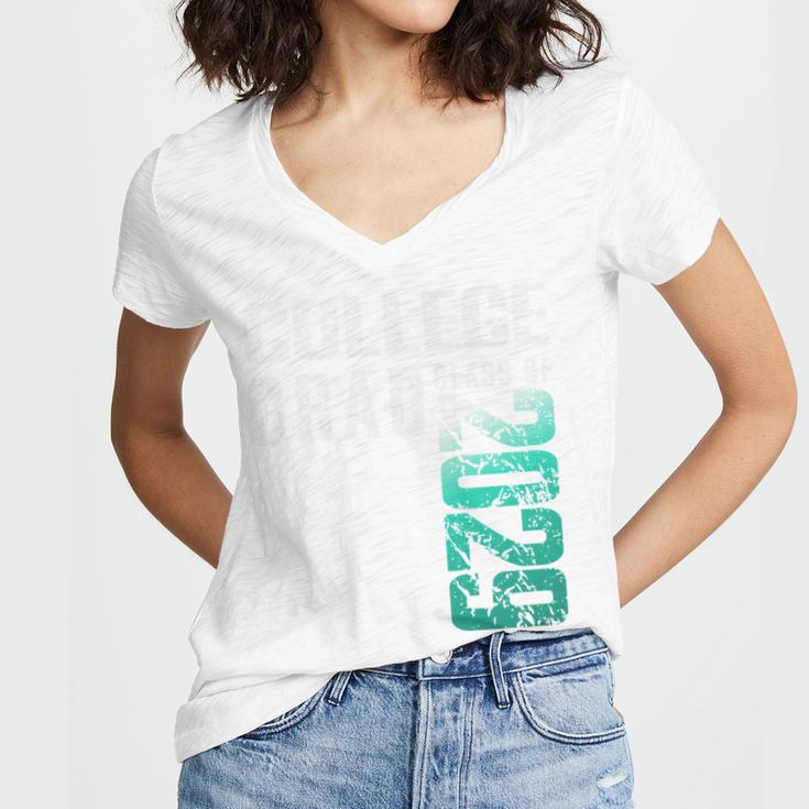 College Grad Class Of 2029 Graduation Women's Jersey Short Sleeve Deep V-Neck Tshirt