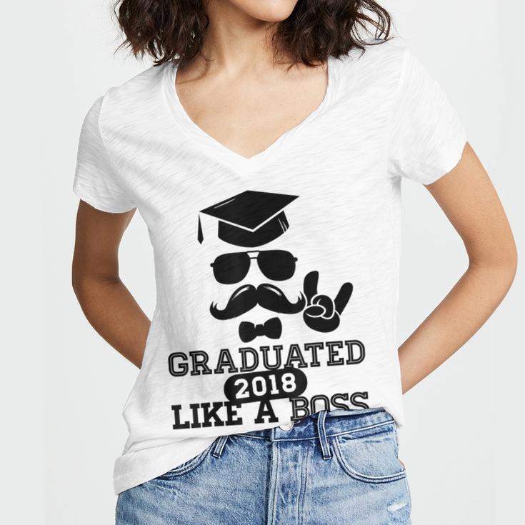 College High School Graduation Grad 2018 Shirt Women's Jersey Short Sleeve Deep V-Neck Tshirt