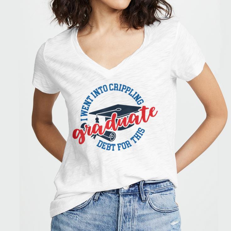College University School Graduation Debt Loan Women's Jersey Short Sleeve Deep V-Neck Tshirt