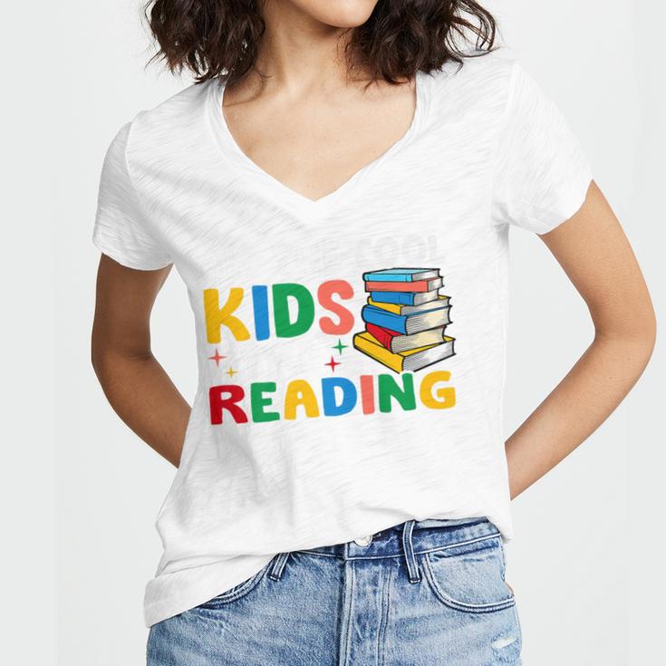 All The-Cool Kids Are Reading Teacher Book Lover Librarian Premium Women's Jersey Short Sleeve Deep V-Neck Tshirt All The-Cool Kids Are Reading Teacher Book Lover Librarian Premium Women's Jersey Short Sleeve Deep V-Neck Tshirt