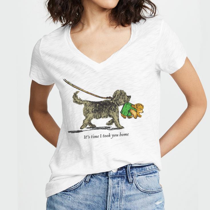 Corduroy Time I Took You Home Teddy Bear Children's Book Women's Jersey Short Sleeve Deep V-Neck Tshirt