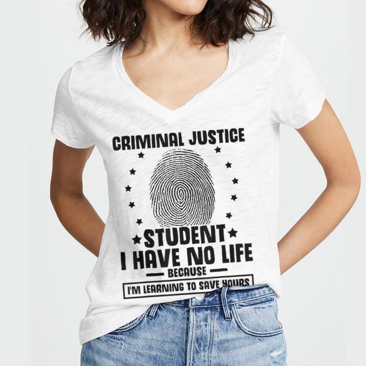 Criminal Justice School Degree Graduation Day Student Women's Jersey Short Sleeve Deep V-Neck Tshirt