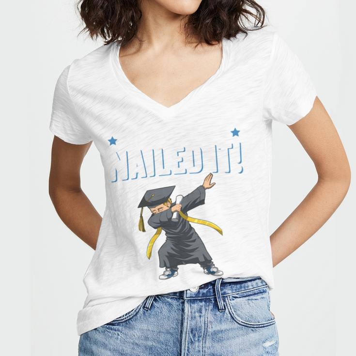 Dabbing Graduation Class Of 2025 Boy Kindergarten Nailed It Women's Jersey Short Sleeve Deep V-Neck Tshirt