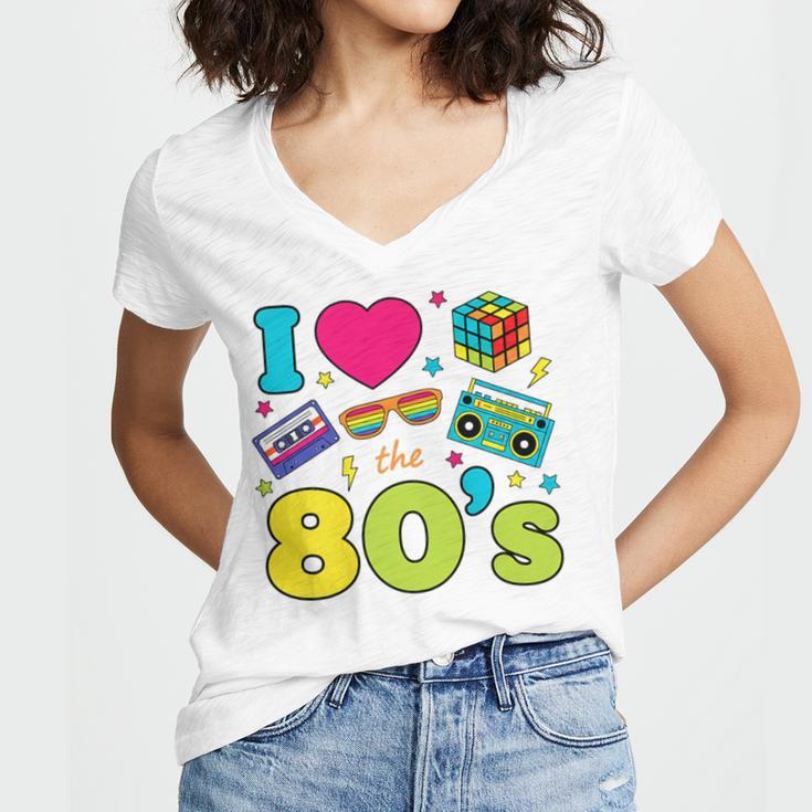 Dad I Love The 80's Retro 80s Nostalgia For Dad Premium Tri-Blend Women's Jersey Short Sleeve Deep V-Neck Tshirt