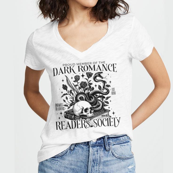 Dark Romance Books Lover Bookish Bookworm Gothic Aesthetic Women's Jersey Short Sleeve Deep V-Neck Tshirt