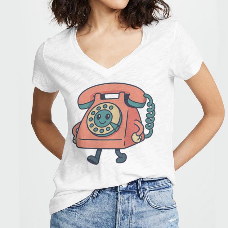 Dial It Back Retro Tech Nostalgia Vintage Premium Tri-Blend Women's Jersey Short Sleeve Deep V-Neck Tshirt