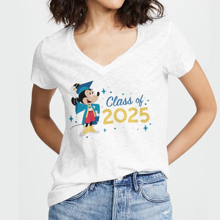 Disney Mickey Mouse Cap & Gown '25 Graduation Class Of 2025 Premium Tri-Blend Women's Jersey Short Sleeve Deep V-Neck Tshirt