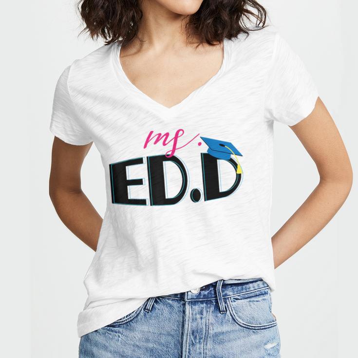 Doctor Of Education EDD Graduation 2021 Women's Jersey Short Sleeve Deep V-Neck Tshirt