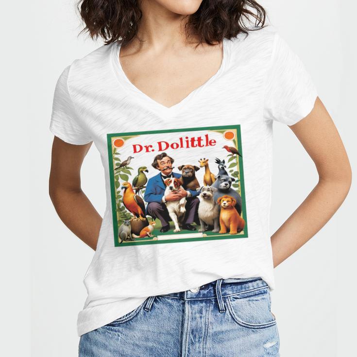 Dr Dolittle Children's Book Cover Premium Tri-Blend Women's Jersey Short Sleeve Deep V-Neck Tshirt