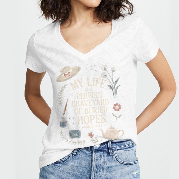 Dramatic Book Lover Quote Women's Jersey Short Sleeve Deep V-Neck Tshirt