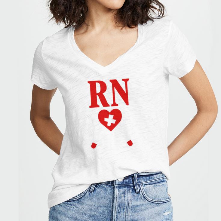 Earned It For Nurse Graduation Or RN LPN Nursing School Grad Women's Jersey Short Sleeve Deep V-Neck Tshirt